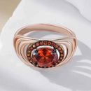 Oval Red Zircon with Ombre Halo Statement Ring