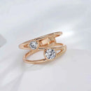 Double-Stone Geometric White Zircon Ring