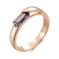 Rose Gold Colorful Zircon Baguette Band Ring
