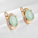 Rose Gold Green Fine Gemstone Earrings
