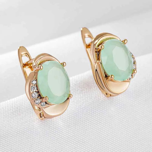 Rose Gold Green Fine Gemstone Earrings