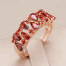 Fire Red Teardrop Zircon Statement Ring