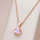 Rose Gold Pink Heart Zircon Pendant Necklace