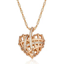 Rose Gold Hollow Woven Heart Zircon Pendant Necklace