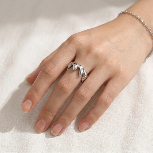 Serrated Wave Stacking Band Ring - SEIYI