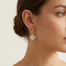 Four-Leaf Heart Crystal Hoop Drop Earrings - SEIYI