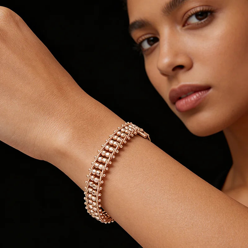 Layered Bead Chain Statement Bracelet - SEIYI