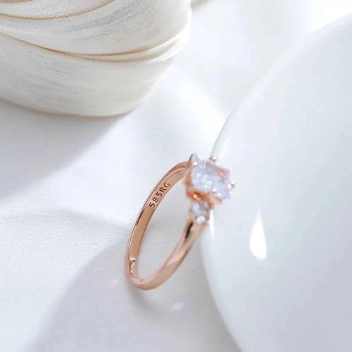 Princess-Cut White Zircon Three-Stone Ring