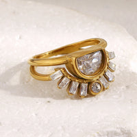 Half Moon Fan Stacked Ring