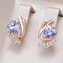 Rose Gold Purple Zircon Triangle Drop Earrings
