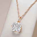 Elegant Cushion White Zircon Charm Necklace