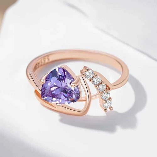 Purple Heart Zircon Crown Accent Ring