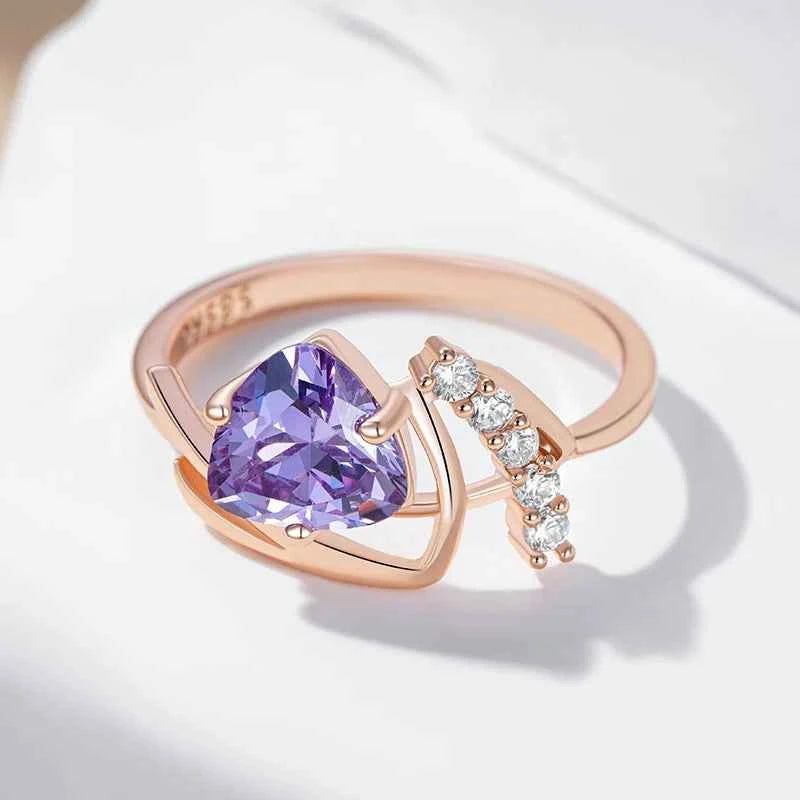 Purple Heart Zircon Crown Accent Ring
