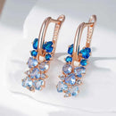 Rose Gold Blue Ombre Zircon Drop Earrings