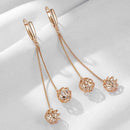 Rose Gold Caged Zircon Tassel Drop Earrings