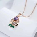 Rose Gold Purple & Green Floral Zircon Pendant Necklace