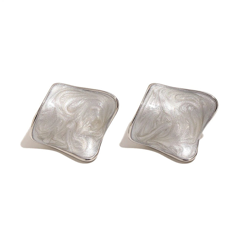 Swirl Enamel Irregular Square Studs - SEIYI