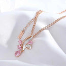 Shiny Pink Natural Zircon Flower Pendant Necklace