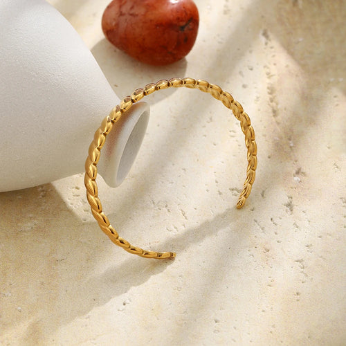 Twisted Open Cuff Bangle Bracelet - SEIYI