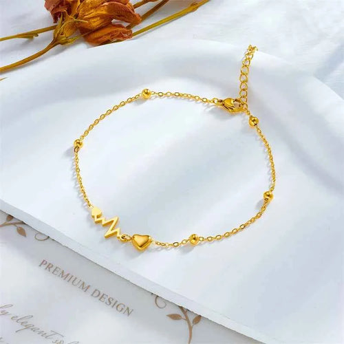 Electrocardiogram Shape Pendant Anklet