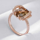 Snake-Encircled Brown Zircon Statement Ring