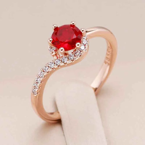 Red Zircon Solitaire with Pave Accent Band