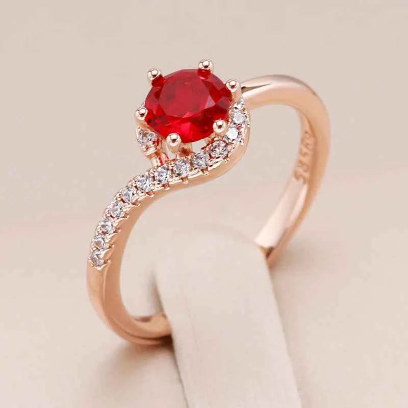 Red Zircon Solitaire with Pave Accent Band