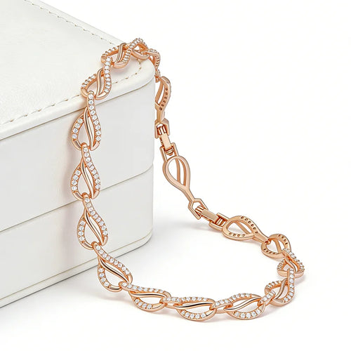 Twisted Leaf Zircon Pavé Bracelet - SEIYI