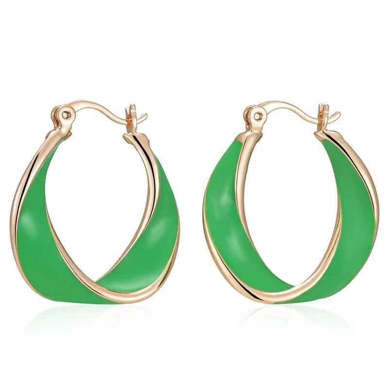 Rose Gold Twisted Enamel Hoop Earrings