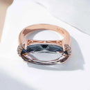 Rose Gold Large Grey Oval Zircon Cocktail Ring