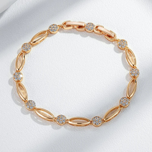Rose Gold Oval Link Zircon Bracelet - SEIYI