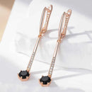Rose Gold Black Zircon Linear Drop Earrings