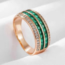 Rose Gold Green & Clear Zircon Channel-Set Band Ring