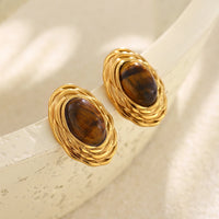 Twisted Frame Tiger's Eye Studs