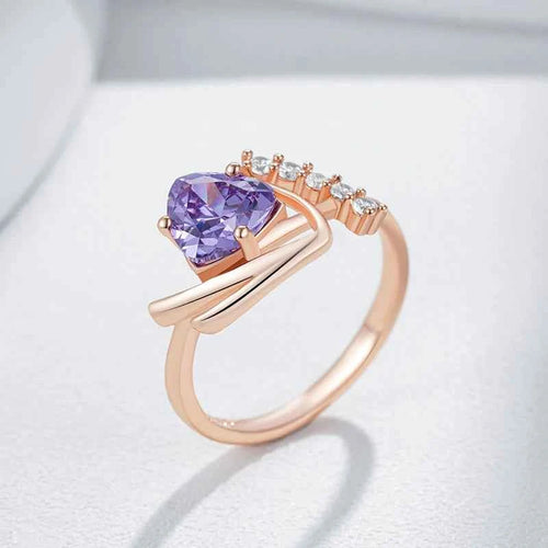 Purple Heart Zircon Crown Accent Ring