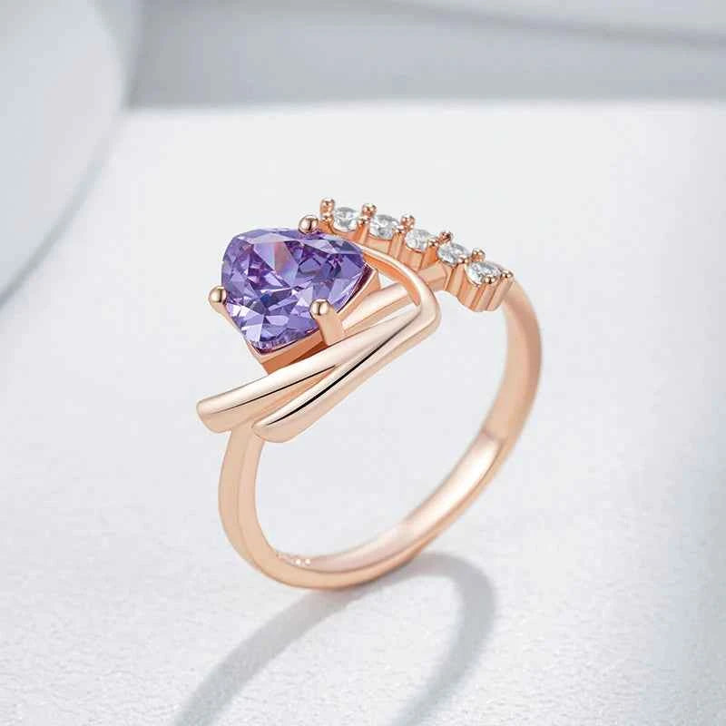 Purple Heart Zircon Crown Accent Ring
