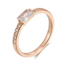 Emerald-Cut White Zircon Half-Eternity Ring