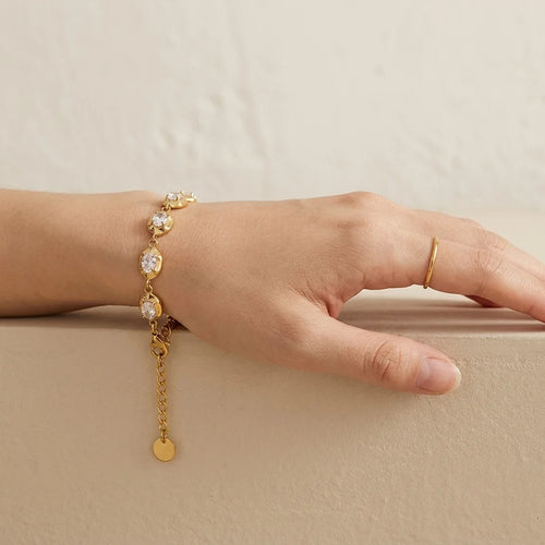 Hammered Link Crystal Bracelet - SEIYI
