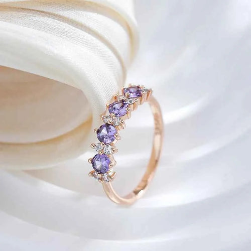 Purple & White Zircon Half Eternity Ring