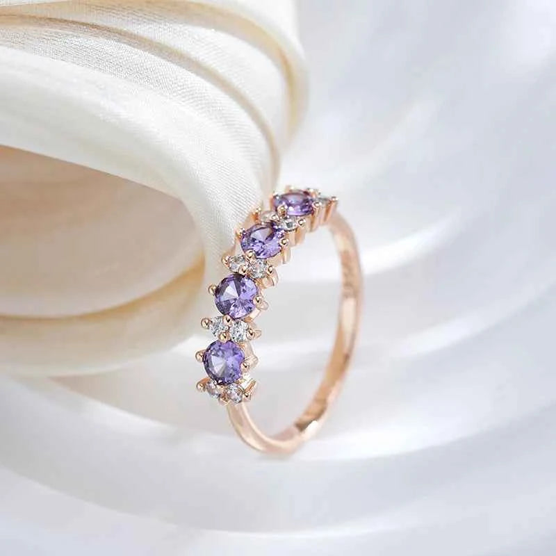 Purple & White Zircon Half Eternity Ring