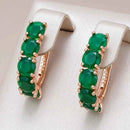 Rose Gold Green Zircon Half-Hoop Earrings