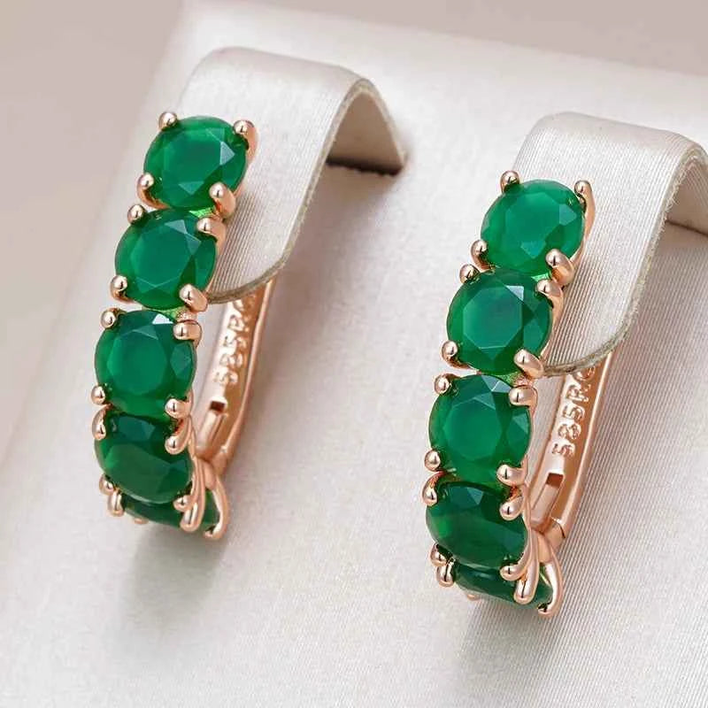 Rose Gold Green Zircon Half-Hoop Earrings