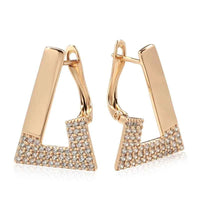 Rose Gold Geometric Triangle Zircon Drop Earrings
