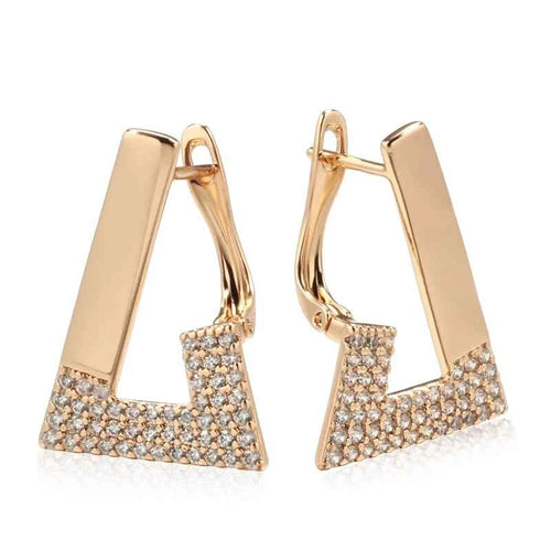 Rose Gold Geometric Triangle Zircon Drop Earrings