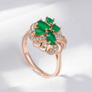 Rose Gold Green Zircon Floral Cocktail Ring