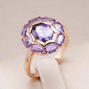 Purple Zircon Sunburst Rose Gold Statement Ring - SEIYI
