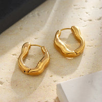 Wavy Sculptural Gold Hoop Earrings