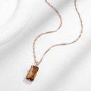 Rose Gold Smoky Brown Emerald-Cut Zircon Pendant Necklace