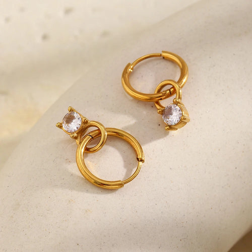 Double Loop Crystal Hoop Earrings - SEIYI