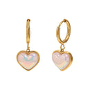 Iridescent Heart Drop Hoop Earrings - SEIYI
